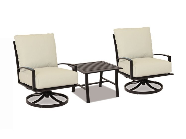 Sunset West La Jolla Swivel Club Chairs with End&nbsp;Table