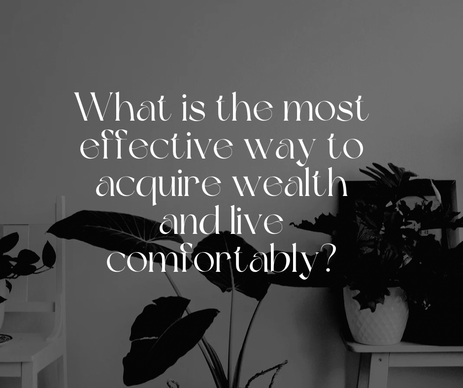 What is the most effective way to acquire wealth and live&nbsp;comfortably?