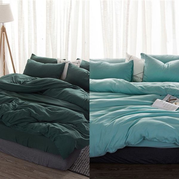 Serene Comfort: Japanese-Style Soft Grey Washed Cotton Bedding&nbsp;Set