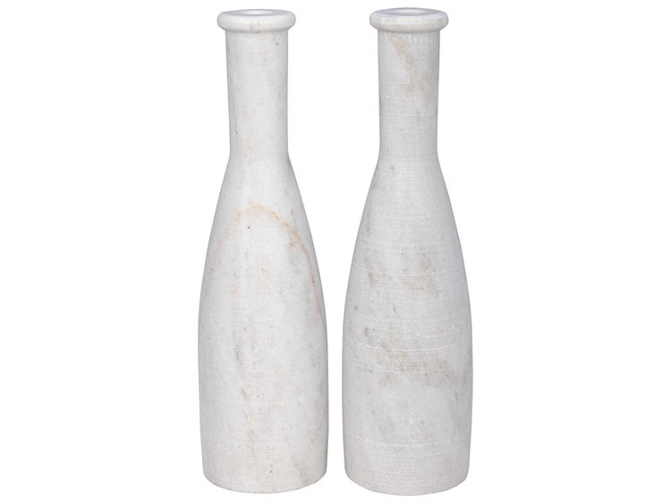 Opulent Sophistication: Noir Moris White Marble Candle Holder&nbsp;Set