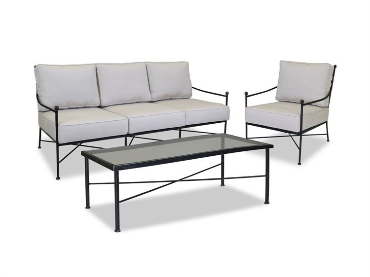 Sunset West Provence Wrought Iron Sofa Set with Club Chair and Coffee&nbsp;Table
